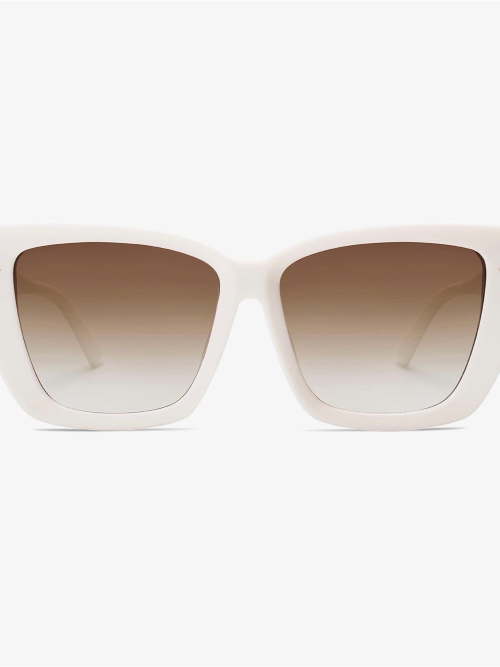 Oversized White Square Sunglasses with Brown Gradient Lenses